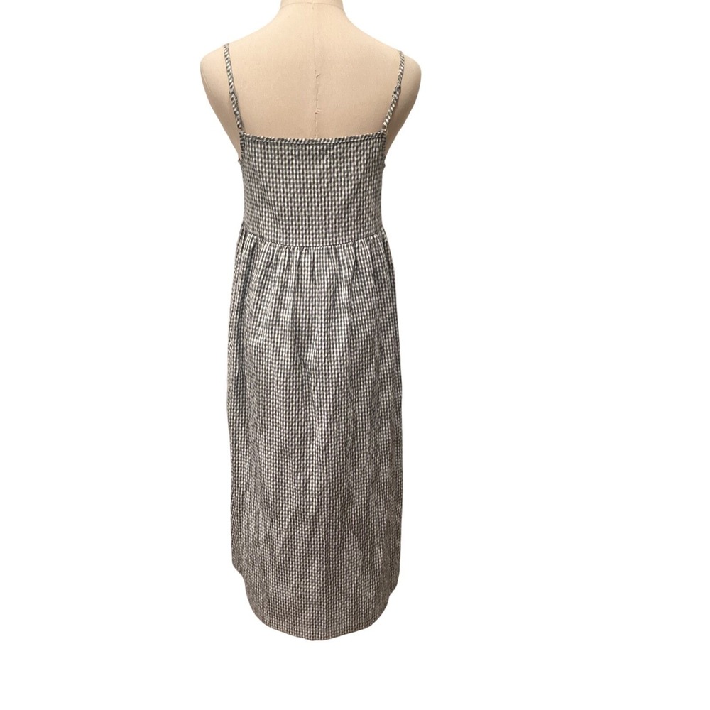 Green White Gingham Midi Sundress Cotton Adjustable Straps Dress - Medium - Picture 7 of 11